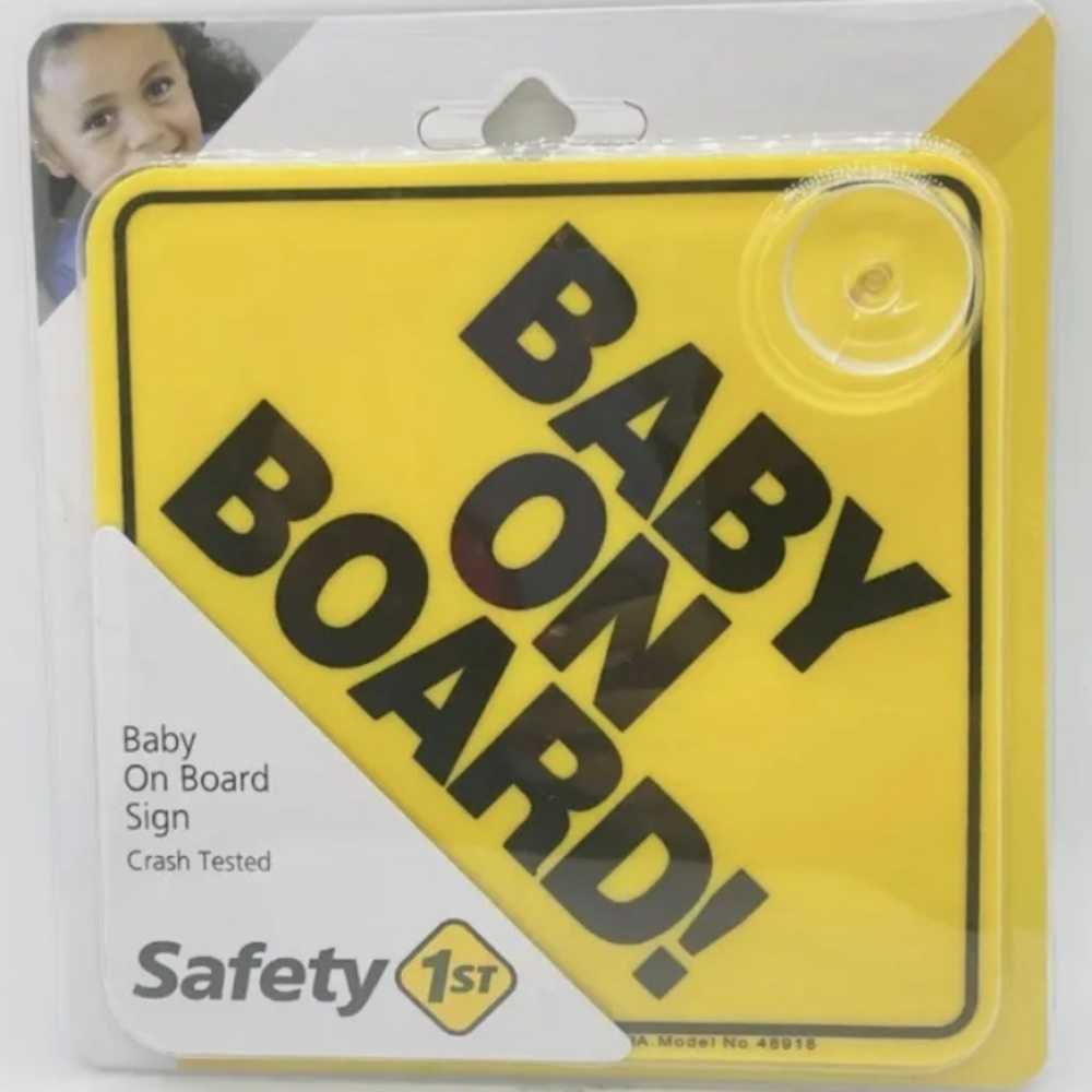 Safety 1st "Baby On Board!” Car Window Sign w/ Suction Cup Caution Yellow